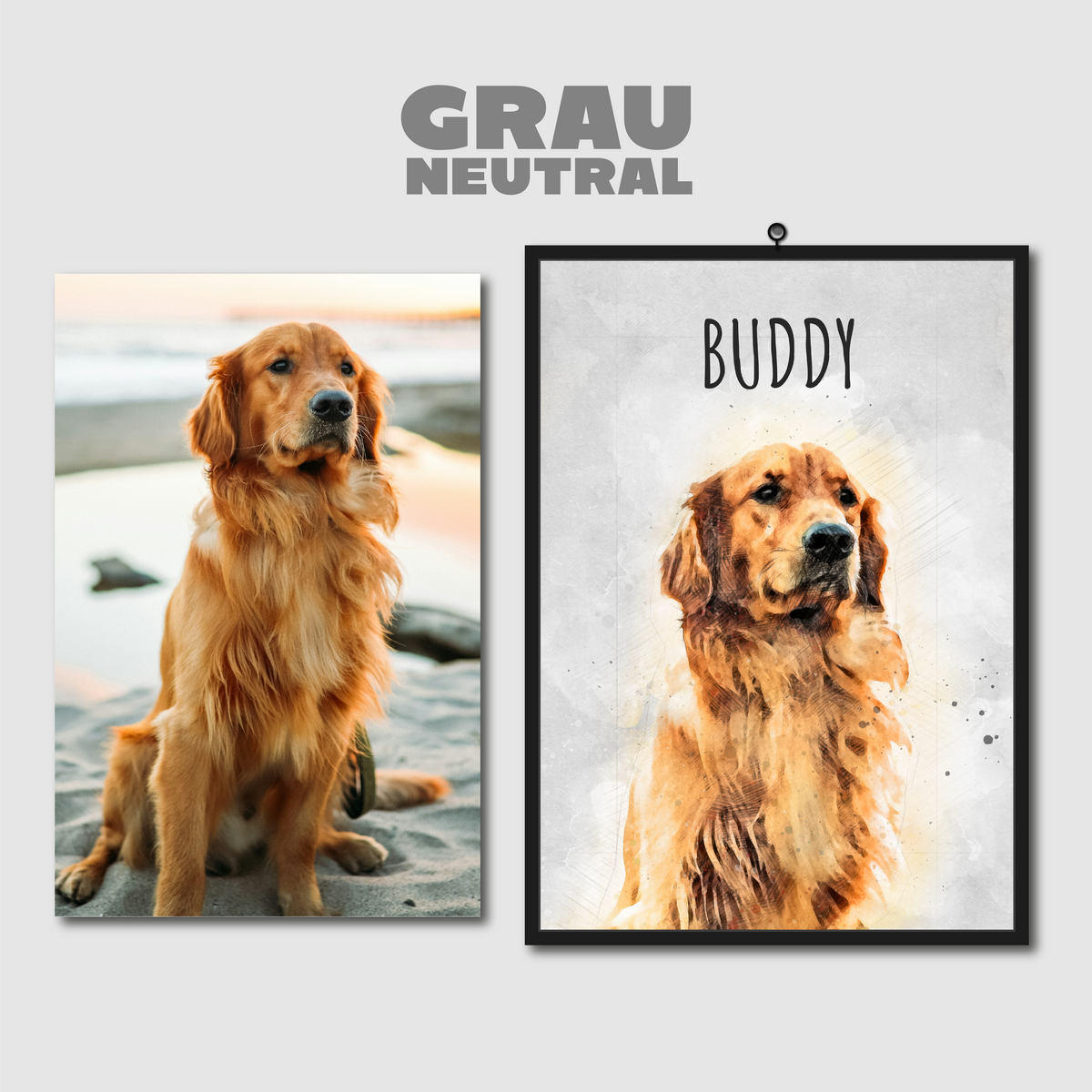 Dein Haustier als Aquarell Kunstwerk - Personalisiertes Premium Poster nur für Dich